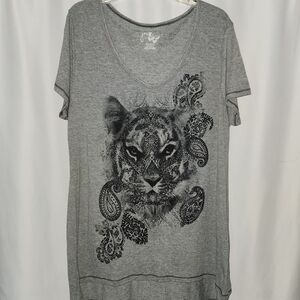 Just My Size Gray Animal Print Women's Tee